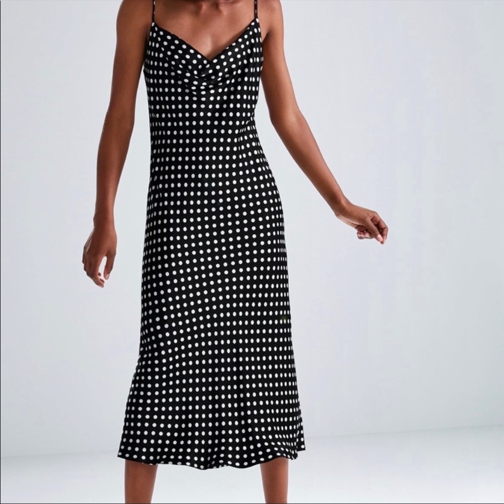 Zara Satin Polkadot Midi Dress